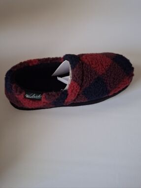 Woolrich Scarlett Red & Black Plaid Sherpa Slip-On Slipper New Sz 8